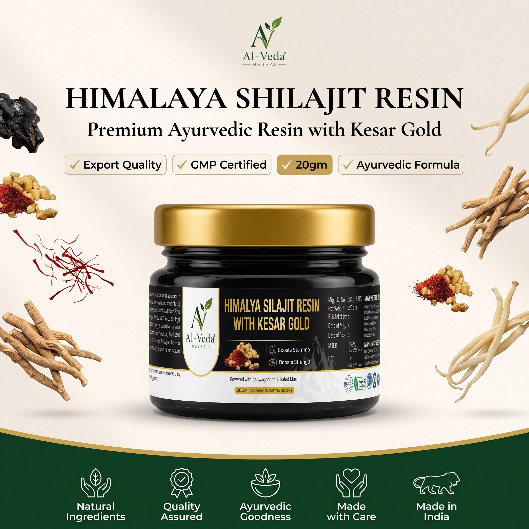 Herbal Shilajit Resin with Kesar Gold