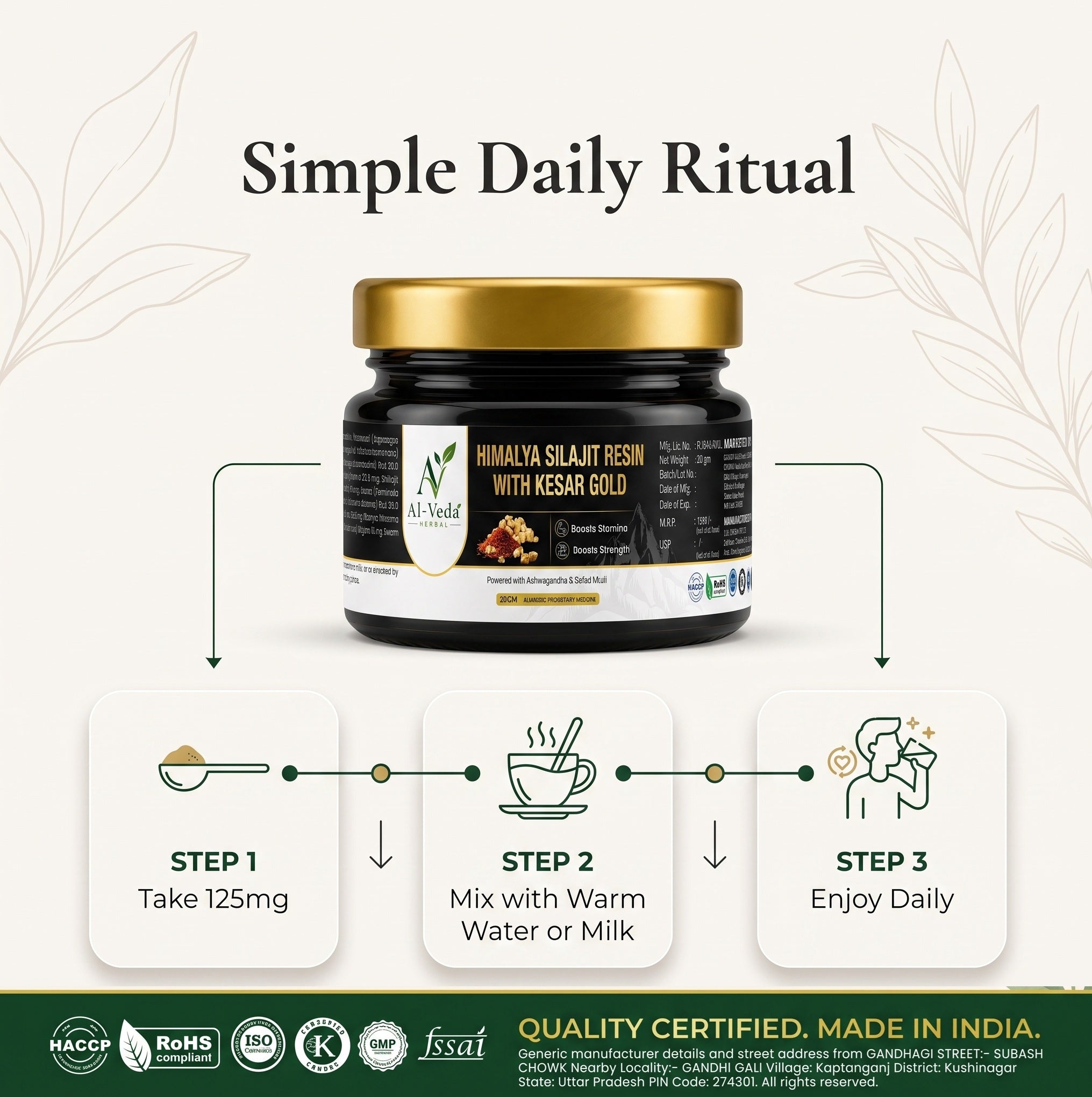 Herbal Shilajit Resin with Kesar Gold